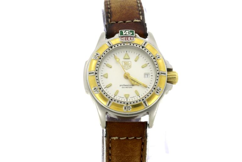 Tag Heuer Professional WF1420 0 Two Tone Bruin Leren Band 26.5mm
