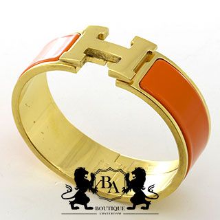 Hermes Clic Clac H Orange Fruite Armband PM 17 cm met doos en zakje