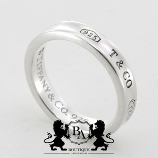 TIFFANY & CO. Narrow Ring 1837 925 Silver Logo Size 9 Color X Used  8ab6396d60320 | eBay